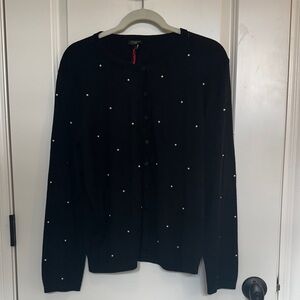 Talbots Black Cardigan w/Pearl Accents NWT Sz XLP